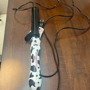 Black and White Curling Iron with Cow Print